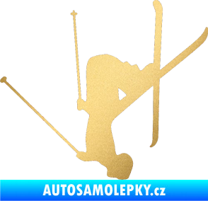 Samolepka Lyžař 023 levá zlatá metalíza