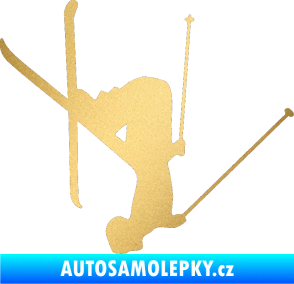 Samolepka Lyžař 023 pravá zlatá metalíza