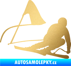 Samolepka Lyžař 025 pravá zlatá metalíza