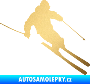 Samolepka Lyžař 027 pravá zlatá metalíza