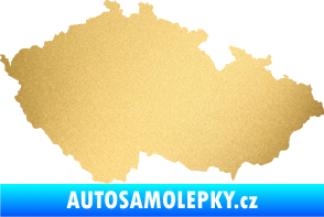 Samolepka Mapa České republiky 001  zlatá metalíza