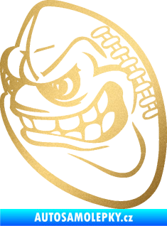 Samolepka Míč na americký fotbal 001 levá s obličejem zlatá metalíza