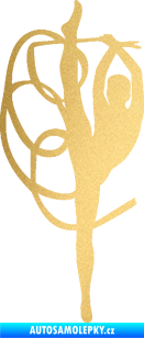 Samolepka Moderní gymnastika 002 levá gymnastka se stuhou zlatá metalíza