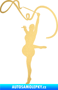 Samolepka Moderní gymnastika 003 levá gymnastka se stuhou zlatá metalíza