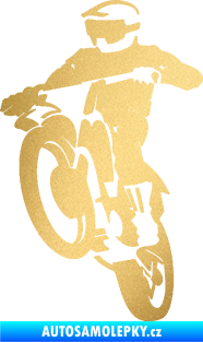 Samolepka Motokros 001 levá zlatá metalíza