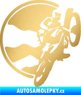Samolepka Motokros 002 pravá zlatá metalíza
