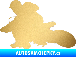 Samolepka Motorka 005 levá motokros zlatá metalíza