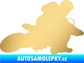 Samolepka Motorka 005 pravá motokros zlatá metalíza