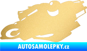 Samolepka Motorka 007 levá silniční motorky zlatá metalíza