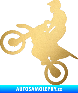 Samolepka Motorka 024 levá motokros zlatá metalíza