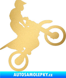 Samolepka Motorka 024 pravá motokros zlatá metalíza
