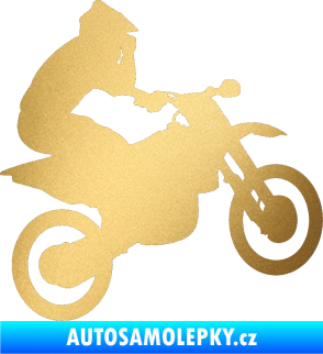 Samolepka Motorka 027 pravá motokros zlatá metalíza