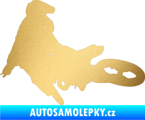 Samolepka Motorka 028 levá motokros zlatá metalíza