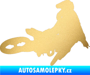Samolepka Motorka 028 pravá motokros zlatá metalíza