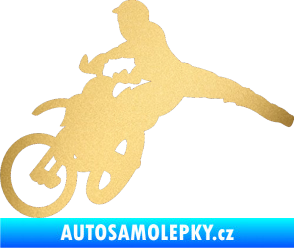 Samolepka Motorka 030 levá motokros zlatá metalíza