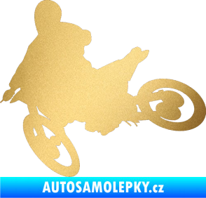 Samolepka Motorka 034 levá motokros zlatá metalíza