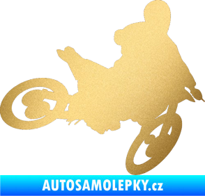 Samolepka Motorka 034 pravá motokros zlatá metalíza