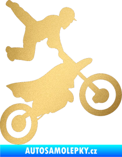 Samolepka Motorka 036 pravá motokros freestyle zlatá metalíza