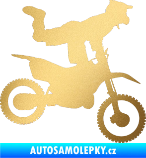 Samolepka Motorka 038 pravá motokros freestyle zlatá metalíza