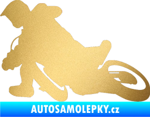 Samolepka Motorka 039 levá motokros zlatá metalíza