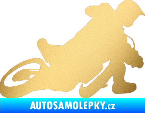 Samolepka Motorka 039 pravá motokros zlatá metalíza