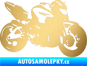 Samolepka Motorka 041 pravá road racing zlatá metalíza