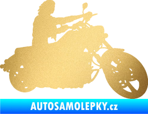 Samolepka Motorka 050 pravá zlatá metalíza