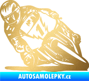 Samolepka Motorka 051 levá zlatá metalíza