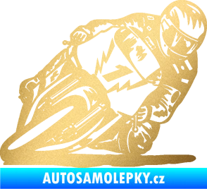 Samolepka Motorka 051 pravá zlatá metalíza