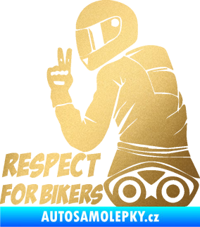 Samolepka Motorkář 003 levá respect for bikers nápis zlatá metalíza