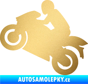 Samolepka Motorkář 007 levá zlatá metalíza