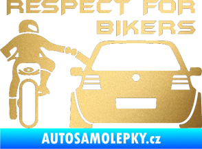 Samolepka Motorkář 008 respect for bikers nápis zlatá metalíza