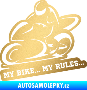 Samolepka Motorkář 012 levá s textem zlatá metalíza
