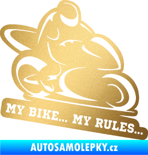 Samolepka Motorkář 012 pravá s textem zlatá metalíza