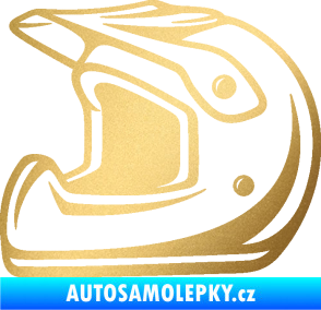 Samolepka Motorkářská helma 002 levá zlatá metalíza