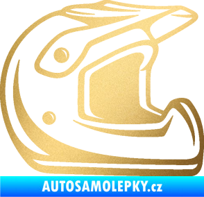 Samolepka Motorkářská helma 002 pravá zlatá metalíza