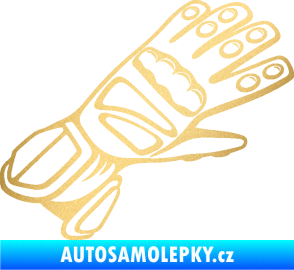 Samolepka Motorkářské rukavice 002 pravá zlatá metalíza