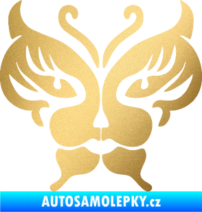 Samolepka Motýl 016 kočičí obličej zlatá metalíza