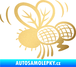 Samolepka Moucha 002 pravá zlatá metalíza