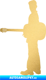 Samolepka Music 003 levá hráč na kytaru zlatá metalíza