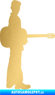 Samolepka Music 003 pravá hráč na kytaru zlatá metalíza