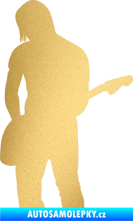 Samolepka Music 005 levá hráč na kytaru zlatá metalíza