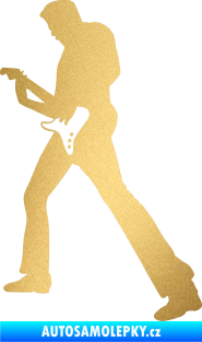 Samolepka Music 008 levá hráč na kytaru zlatá metalíza
