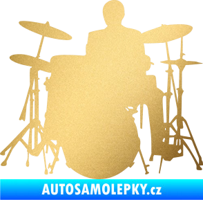 Samolepka Music 009 levá hráč na bicí zlatá metalíza