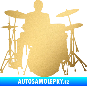 Samolepka Music 009 pravá hráč na bicí zlatá metalíza