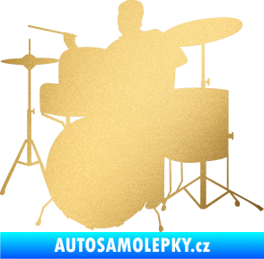 Samolepka Music 011 levá hráč na bicí zlatá metalíza