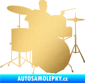 Samolepka Music 011 pravá hráč na bicí zlatá metalíza
