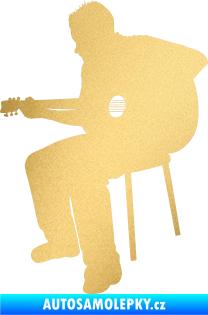 Samolepka Music 012 levá  kytarista zlatá metalíza