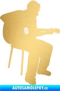 Samolepka Music 012 pravá  kytarista zlatá metalíza