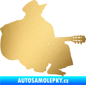 Samolepka Music 014 pravá hráč na kytaru zlatá metalíza